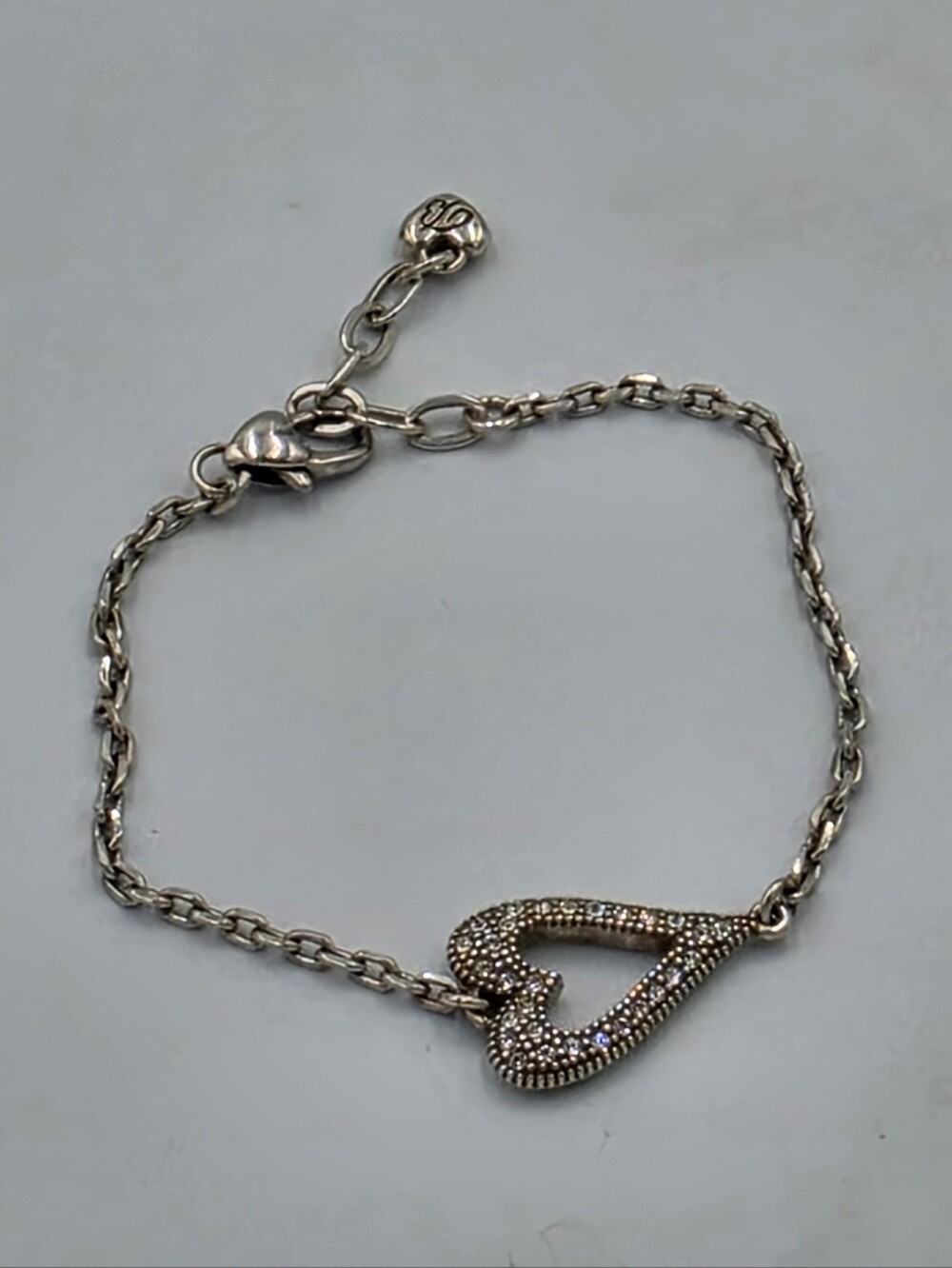Brighton Endless Love Swarovski Crystal Silver Heart Bracelet